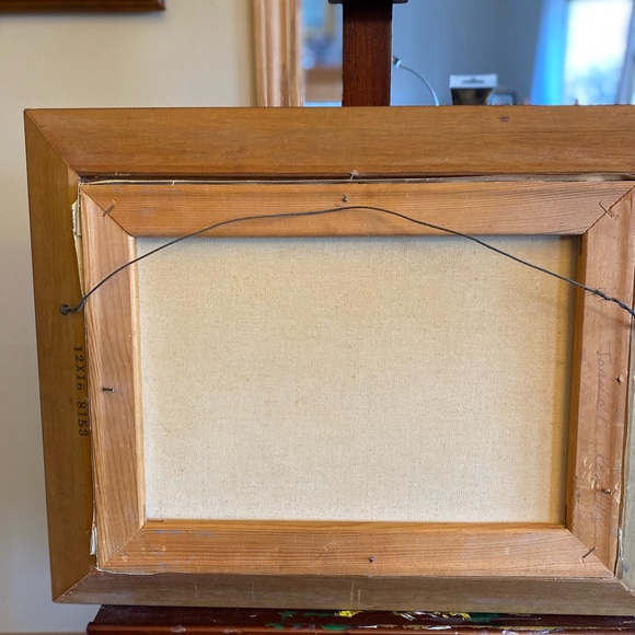 Central Oregon River and Mountains Scene Mid Century Oil Painting - Picture 5 of 7